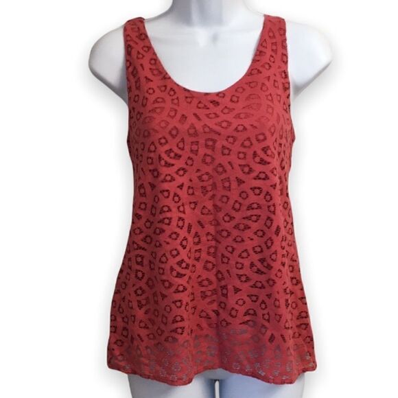 Banana Republic Tops - 𝅺LOFT Mauve Pink Embroidered Eyelet Lace Layered Sleeveless Blouse Size XS